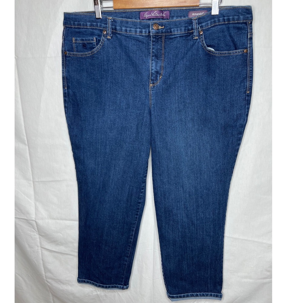 Gloria Vanderbilt Amanda High Rise‎ Tapered Jeans Dark Wash Blue Plus Size 18W